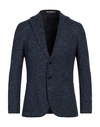 Paoloni Man Blazer Navy Size 42 Cotton, Viscose, Polyamide, Polyester, Elastane In Navy Blue