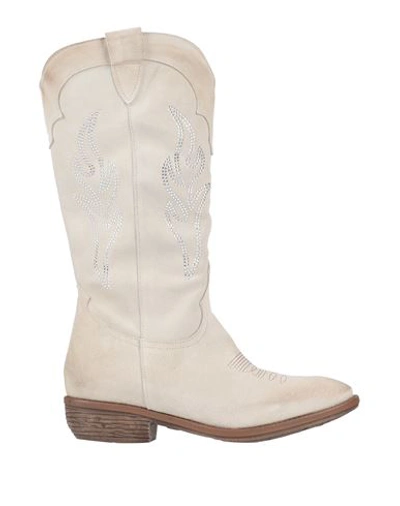 Divine Follie Woman Boot Cream Size 9 Leather In White