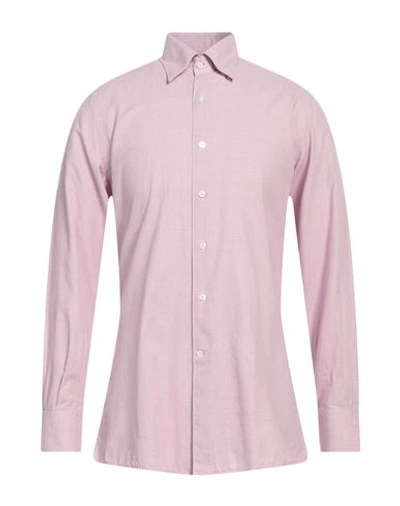 Canali Man Shirt Light Purple Size M Cotton, Cashmere