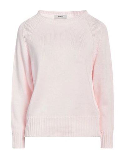 Alpha Studio Woman Sweater Light Pink Size L Cotton In Pink