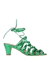 Anniel Woman Sandals Green Size 10 Leather