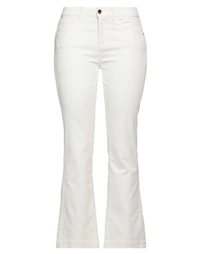 Kaos Jeans Woman Pants Ivory Size 29 Cotton, Elastane In White
