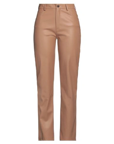 Vicolo Woman Pants Brown Size L Polyester, Polyurethane