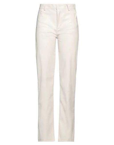 Vicolo Woman Pants Ivory Size Xl Polyester, Polyurethane In White