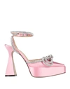 Mach&mach Double Bow Crystal-embellished Satin Platform Pumps In Pink