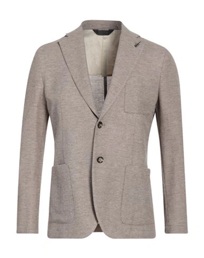 Paoloni Man Blazer Light Brown Size 40 Cotton, Linen, Polyamide