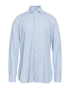 Isaia Man Shirt Light Blue Size 16 Cotton
