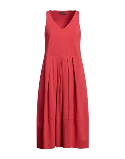 Neirami Woman Midi Dress Red Size M Cotton, Elastane