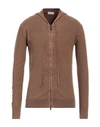 Cashmere Company Man Cardigan Brown Size 36 Cotton, Silk