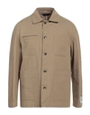 Paoloni Man Shirt Light Brown Size 40 Cotton, Linen In Beige