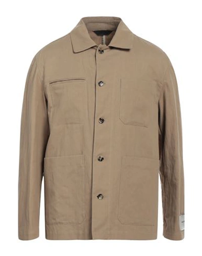 Paoloni Man Shirt Light Brown Size 40 Cotton, Linen In Beige