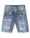 John Richmond Man Denim Shorts Blue Size 32 Cotton In Blue