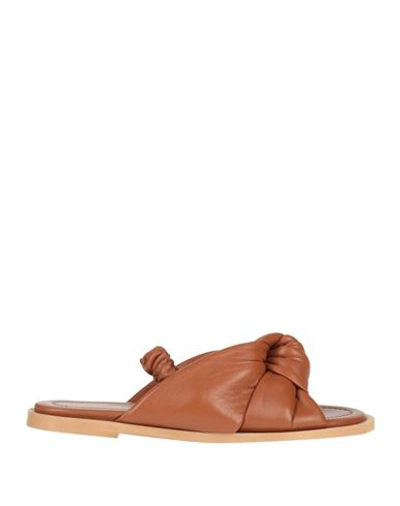 Bianca Di Woman Sandals Tan Size 9 Leather In Brown