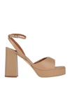 Angel Alarcon Ángel Alarcón Woman Sandals Camel Size 9 Leather In Beige