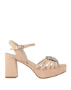 Marian Woman Sandals Beige Size 11 Leather In Beige