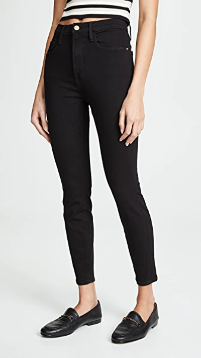 FRAME ALI HIGH RISE SKINNY CROPPED CIGARETTE JEANS NOIR,FRAME30552