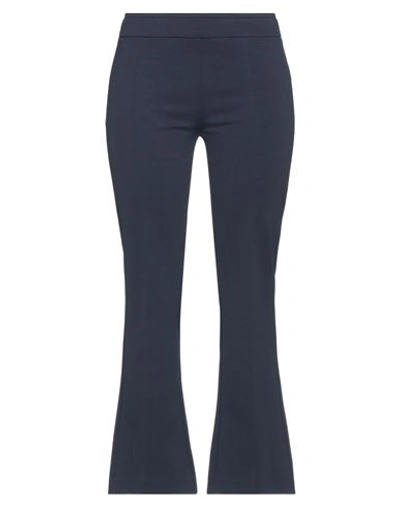 Rue Du Bac Woman Pants Navy Size 8 Cotton, Polyamide, Elastane In Navy Blue