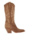 Sonora Santa Fe Embroidered Suede Western Boots In Beige