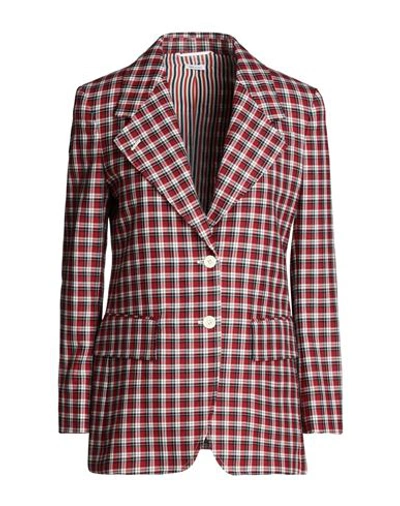 Thom Browne Woman Blazer Brick Red Size 4 Wool