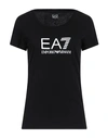EA7 EA7 WOMAN T-SHIRT BLACK SIZE XS COTTON, ELASTANE