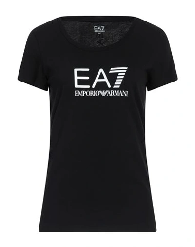 Ea7 Woman T-shirt Black Size Xs Cotton, Elastane