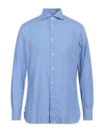 Isaia Man Shirt Pastel Blue Size 17 Cotton