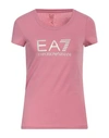 EA7 EA7 WOMAN T-SHIRT PASTEL PINK SIZE S COTTON, ELASTANE