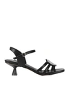 Jeannot Woman Sandals Black Size 10 Leather