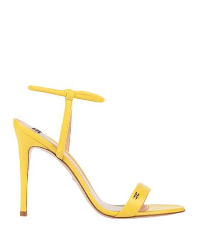 Elisabetta Franchi Woman Sandals Yellow Size 10 Leather