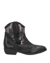 Divine Follie Woman Ankle Boots Black Size 7 Leather, Textile Fibers In Black
