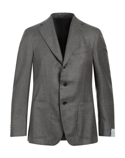 Caruso Man Blazer Lead Size 46 Wool, Silk In Grey