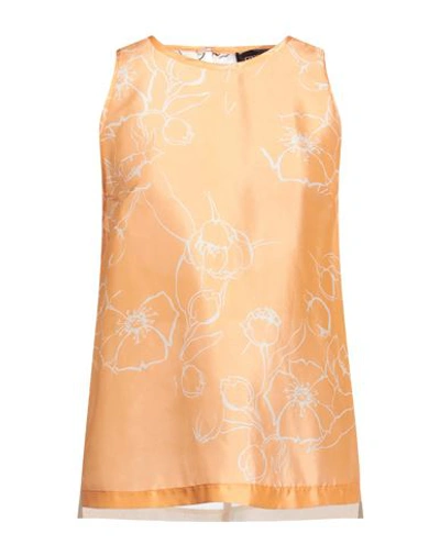 Cividini Woman Top Apricot Size 6 Silk In Orange