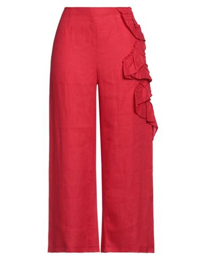 Rose A Pois Rosé A Pois Woman Pants Red Size 6 Viscose, Linen