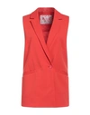 Rose A Pois Rosé A Pois Woman Blazer Tomato Red Size 10 Cotton, Nylon, Elastane In Tomato Red