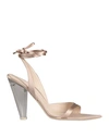 3juin Woman Sandals Beige Size 11 Textile Fibers In Beige