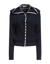 Y/project Chain-necklace Ruffled Cardigan In Navy Blue