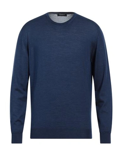 Drumohr Man Sweater Midnight Blue Size 42 Wool, Silk, Cashmere