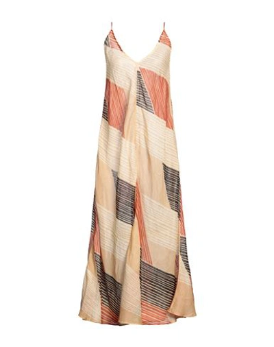 Siyu Woman Maxi Dress Rust Size 6 Ramie In Red