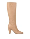 Pinko Woman Boot Camel Size 10 Leather In Beige