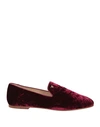 Tod's Woman Loafers Garnet Size 8 Leather, Textile Fibers In Red