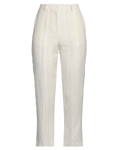 Vicolo Woman Pants Cream Size M Viscose, Linen In White