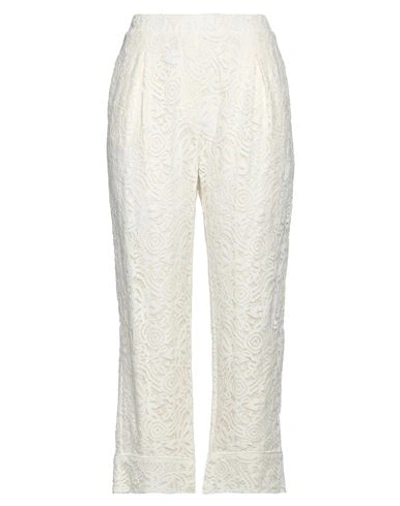 Shirtaporter Woman Pants Cream Size 8 Cotton, Viscose, Polyamide In White
