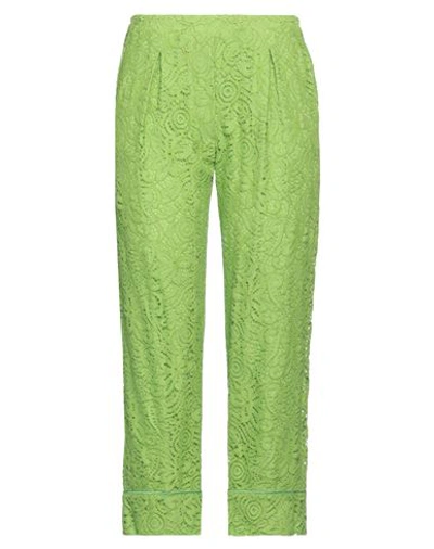 Shirtaporter Woman Pants Green Size 10 Cotton, Viscose, Polyamide