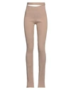 Andreädamo Ribbed Knit Flare Cut Out In Beige