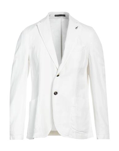 Paoloni Man Blazer White Size 40 Tencel Lyocell, Linen, Cotton
