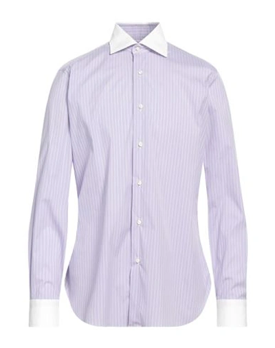 Barba Napoli Man Shirt Light Purple Size 16 Cotton, Nylon, Polyurethane