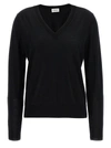 P.a.r.o.s.h Black Pullover With V Neckline And Ribbed Trim In Wool And Silk Blend Woman In Black