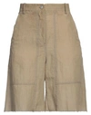 Masnada Woman Shorts & Bermuda Shorts Sand Size 4 Cotton, Linen, Polyamide In Beige