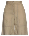 Masnada Woman Shorts & Bermuda Shorts Sand Size 2 Cotton, Linen, Polyamide In Beige