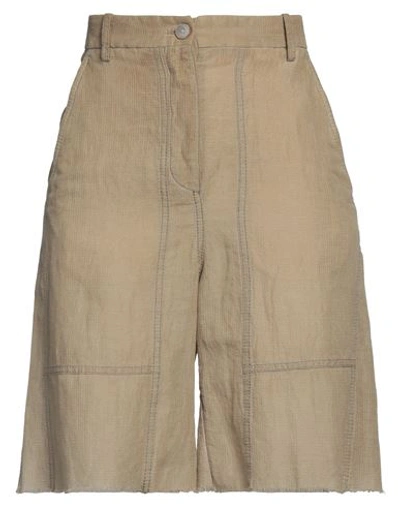 Masnada Woman Shorts & Bermuda Shorts Sand Size 2 Cotton, Linen, Polyamide In Beige